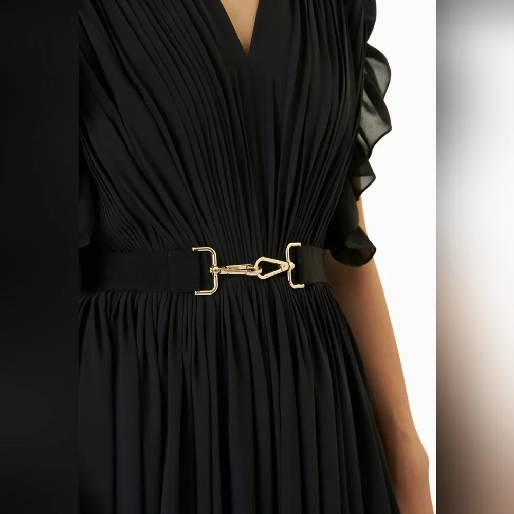 Lola by‎ Suman B Black Ruffled Draped Jumpsuit Size Med
